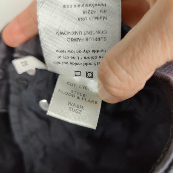 Reformation Flood & Flare Jeans Womens 25 Kick Boot Suez Black Wash Raw Hem - Picture 9 of 10